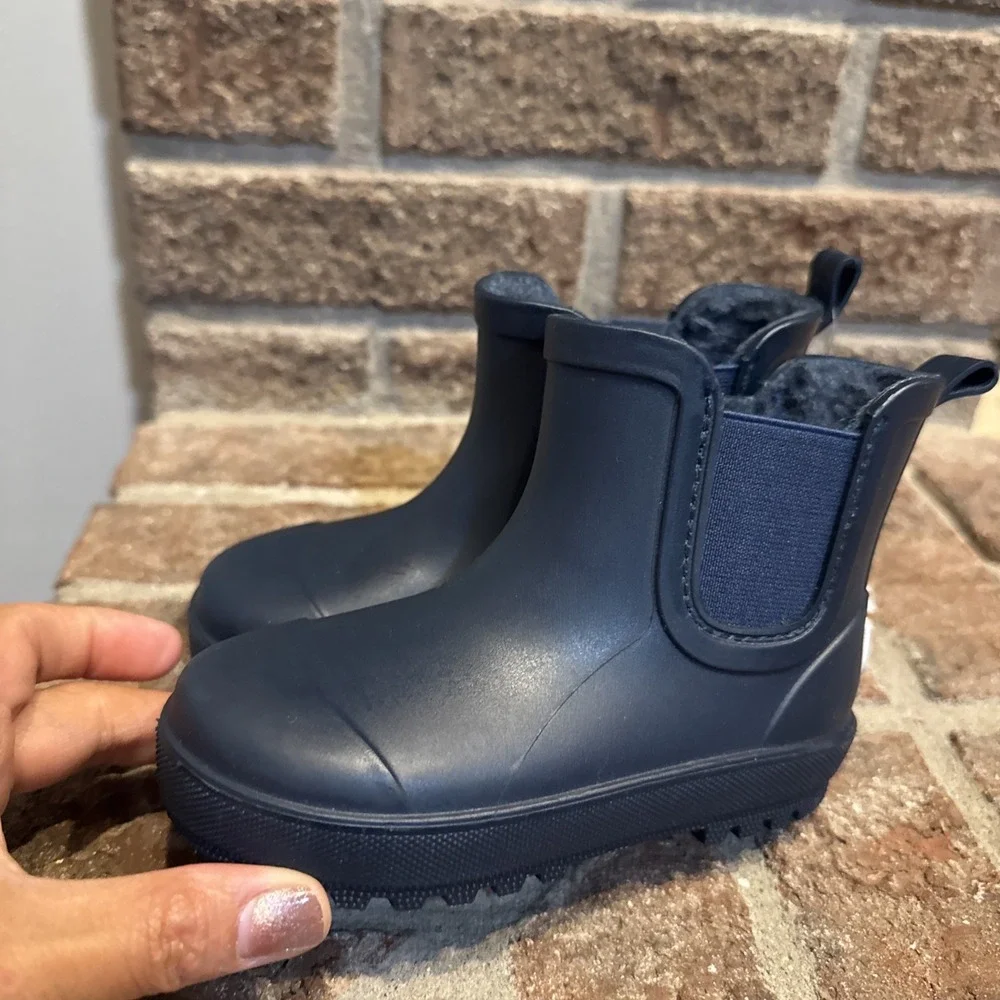 Bearpaw Toddler Chelsea Rain Boots With Faux Fur Lining size 7 toddler blue